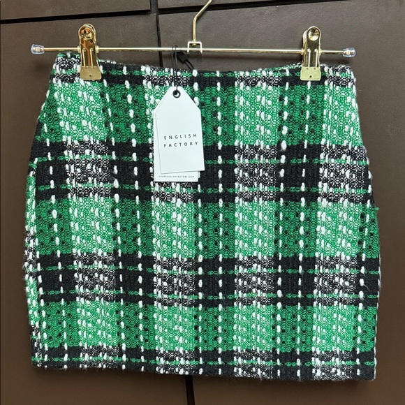 English Factory Dresses & Skirts - English Factory Black and Green Checkered Mini Skirt Sz XS